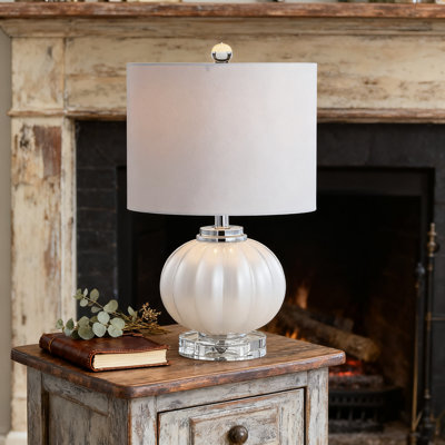 Lampe de table à DEL en verre et en cristal de 17,5 pouces avec ampoule incluse pour la table de chevet de la chambre à coucher