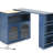 Rolling Kitchen Storage Island With Led Lights, Power Sockets, Fluted Glass Door & Large Capacity Storage, Navy Blue Outlets