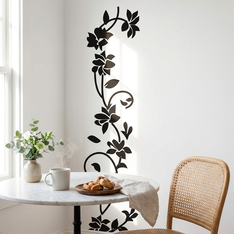 Adhésif décoratif en vinyle avec motif de fleurs en rotin picniva