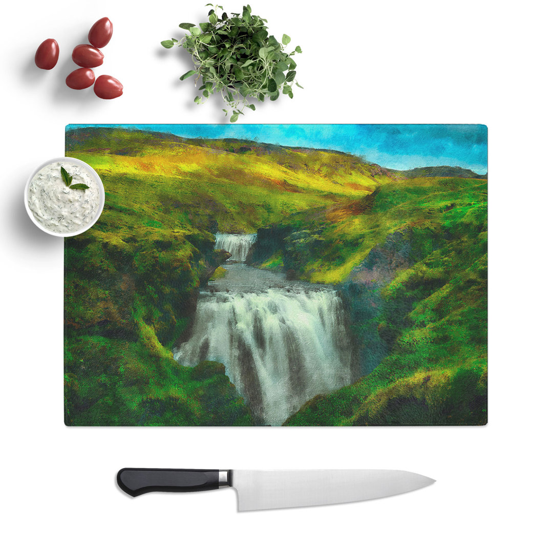 Waterfall in Iceland Painting Chopping Board