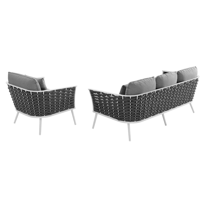 Ensemble de canapé modulaire d'extérieur en aluminium 2 pièces Stance, Gris