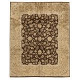 Hand Knotted Wool Area Rug in Brown/Gold