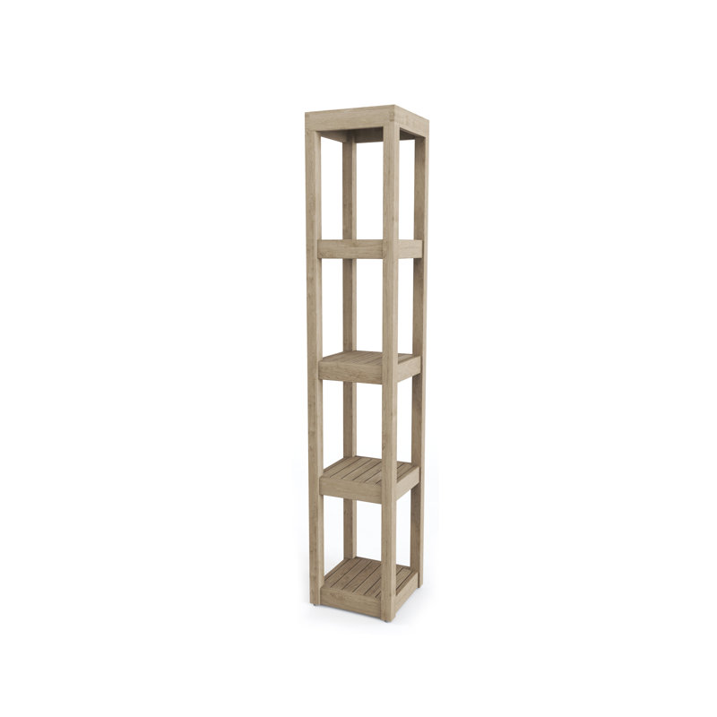 Support de salle de bain carré en teck à cinq niveaux Sula Mist-Shield