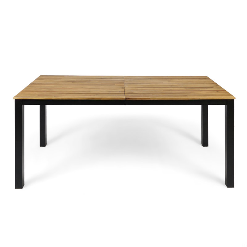 Table de salle à manger rectangulaire d'extérieur, table de patio en bois d'acacia de L 71 po
