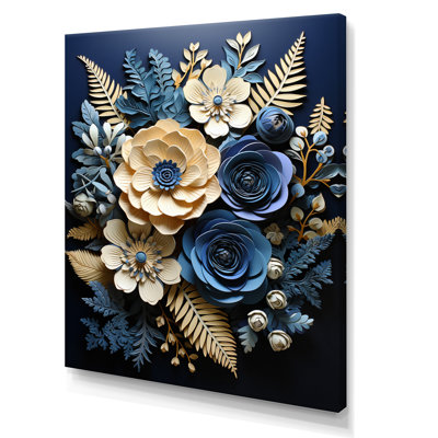 «Zavin Blue Ferns Indigo Tranquility Papercut II», reproduction sur toile