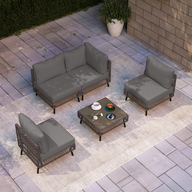 4-Person Outdoor Patio Sectional Seating Group With Cushions