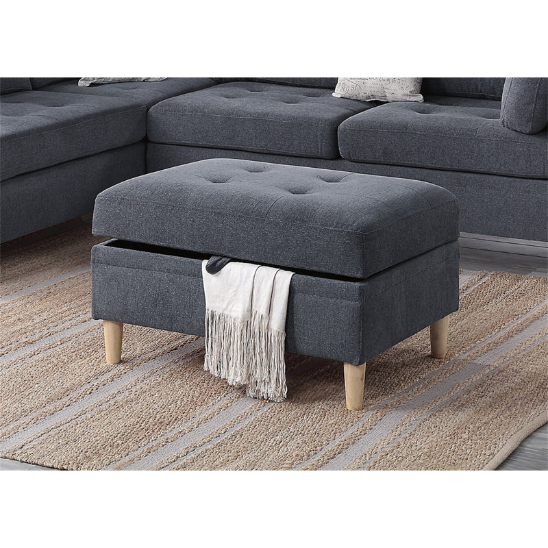 Canapé modulaire réversible 3 pièces PCS, Chenille gris charbon