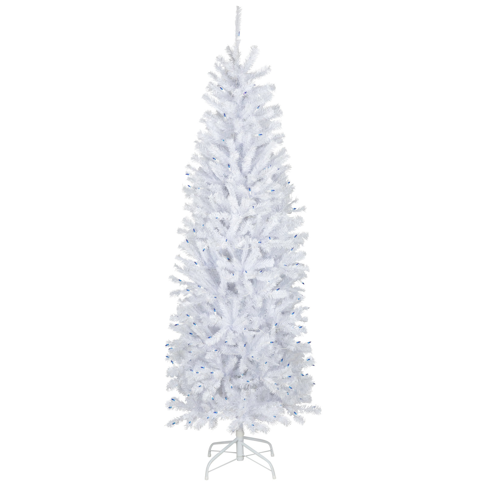 6.5' Pre-Lit Slim Geneva White Spruce Artificial Christmas Tree, Blue Light