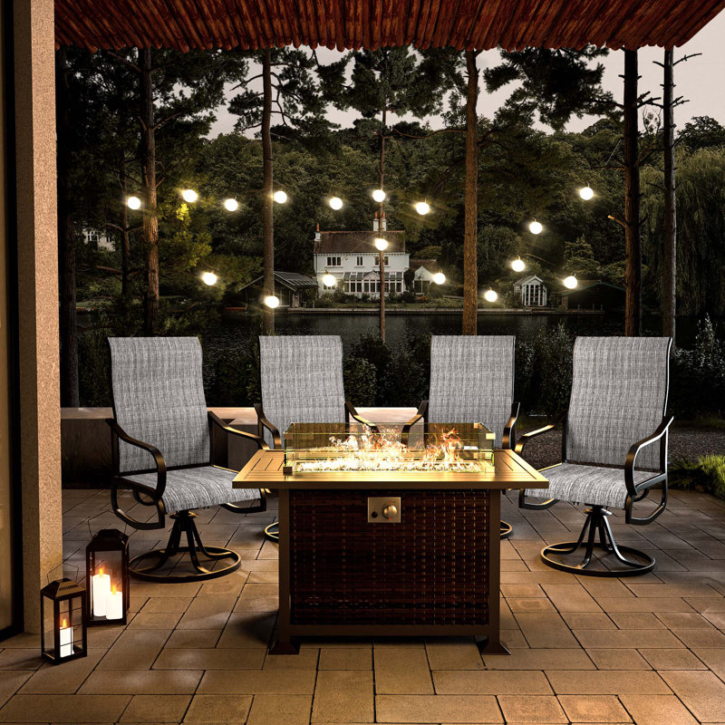 4 - Person Patio Conversation Set, Dark Gray/Black