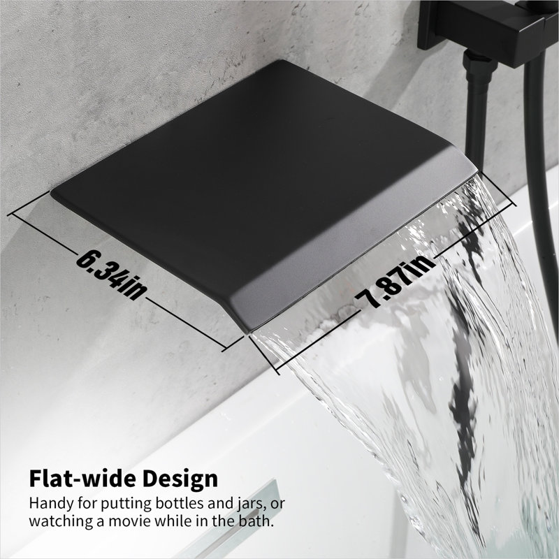 Système de douche avec métal noir mat, pomme de douche à effet pluie et douchette, fixation murale