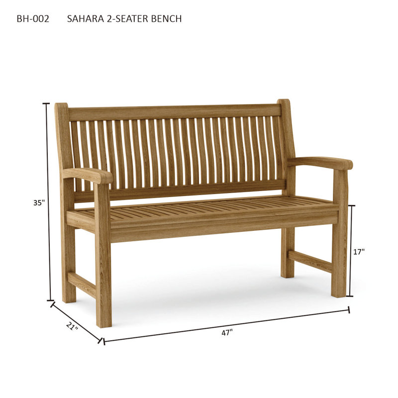 Jarvis Outdoor Teak Bench, 36" H x 47" W x 24" D