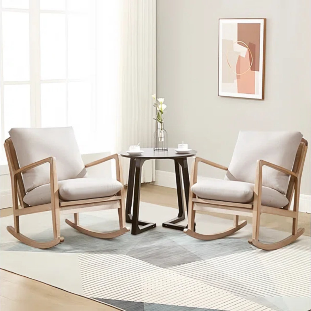 Kywaun 26'' Wide Modern Soft Arm Rocking Chair with Wooden Frame and Removable Cushion (Set of 2) Corrigan Studio®