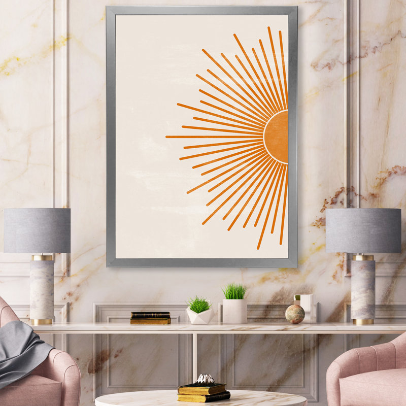 «Orange Sun Print I», photographie sur toile encadrée, H 40 po x l 30 po x 1,5 po, Encadrement argenté
