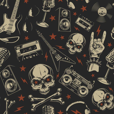 Rock N Roll Retro Peel & Stick Wallpaper N05085