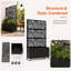 Rolling Privacy Screen with Planter Box, Leaf Pattern Metal Divider, Lockable Casters, Black
