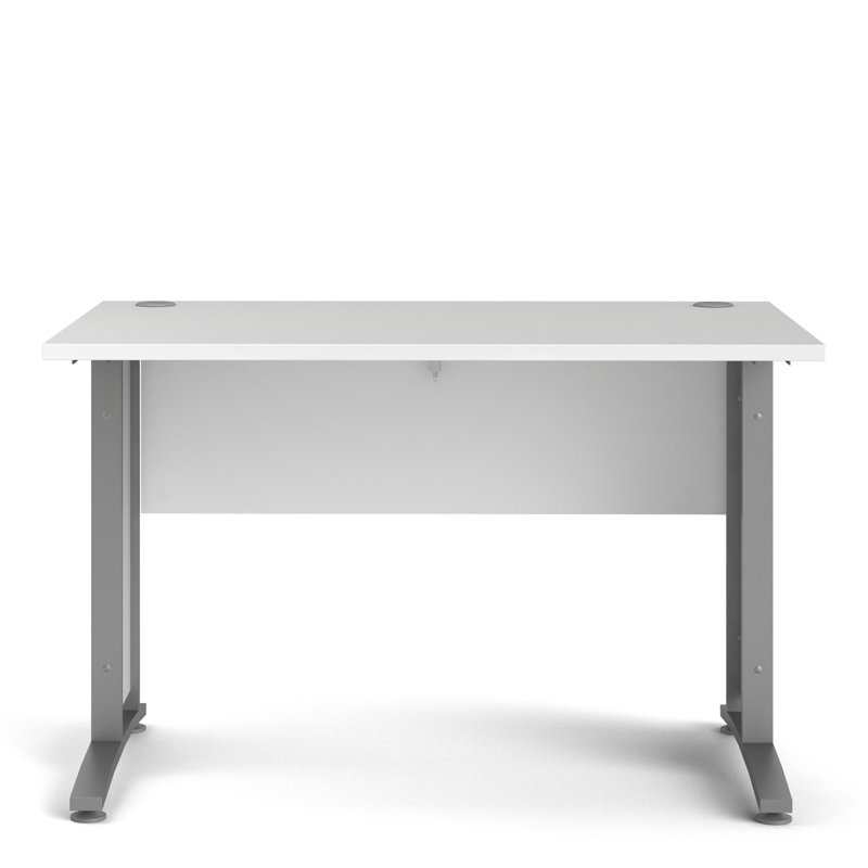 Prima Metal Base Writing Desk, Oak, 75cm H x 120.1cm W x 80.1cm D, Grey