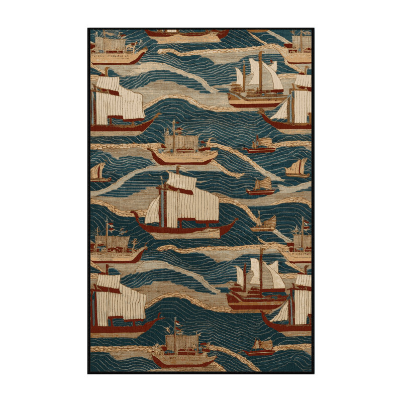 Machine Washable Art Deco Black Area Rug, Rectangle 5' x 7'