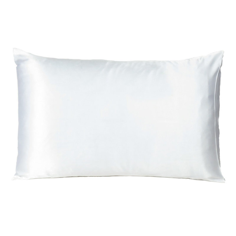 Taie d'oreiller en satin , Blanc, Standard