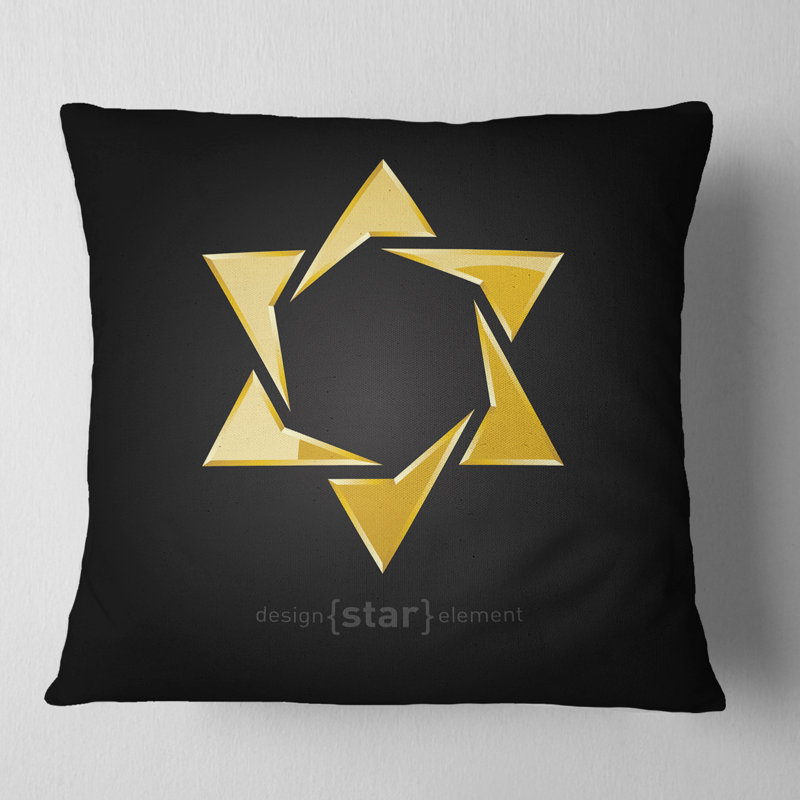Étoile dorée de luxe - coussin imprimé abstrait, 16 po x 1 po, Coussin décoratif