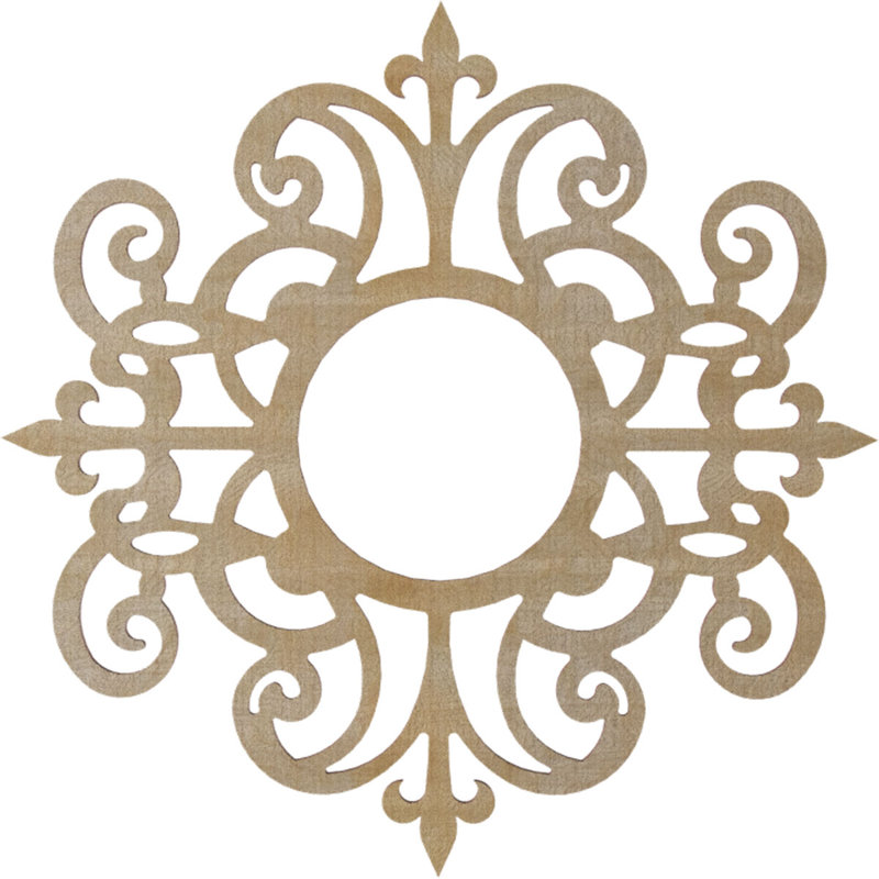 Médaillon de plafond en bois ajouré de 16 po x P 5 pi x P 3/8 po, Hickory, Bouleau, H 16 po x l 16 po x P 0,38 po