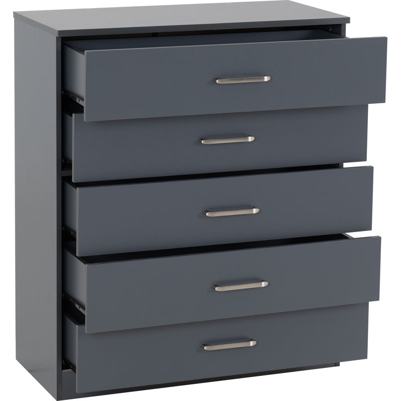 Sumrah 75cm W 5 - Drawer Chest of Drawers, Grey