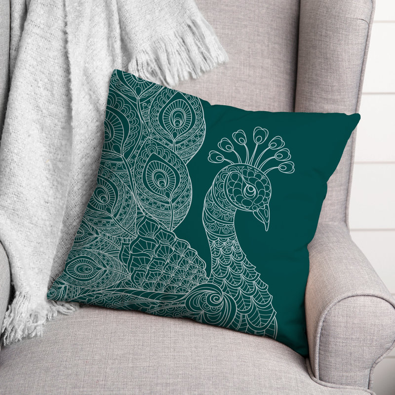 Line Pattern Peacock 2 Throw Pillow
