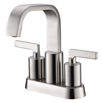 Robinet de salle de bain central à deux poignées avec drain Dayani - Nickel brossé