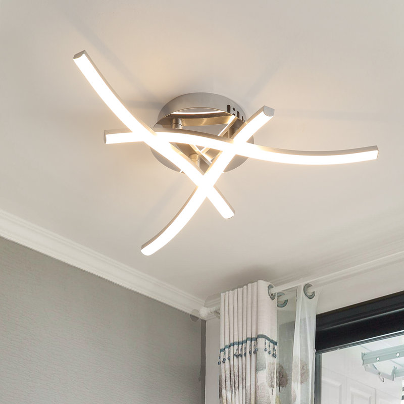 Julia Curved LED Ceiling Lights Fixture, 3 Built-In LED Boards, 18W 1800 Lumen, Neutral White Light 4000K, 4000K