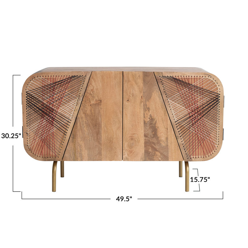 Console moderne en bois avec 4 portes et ficelle