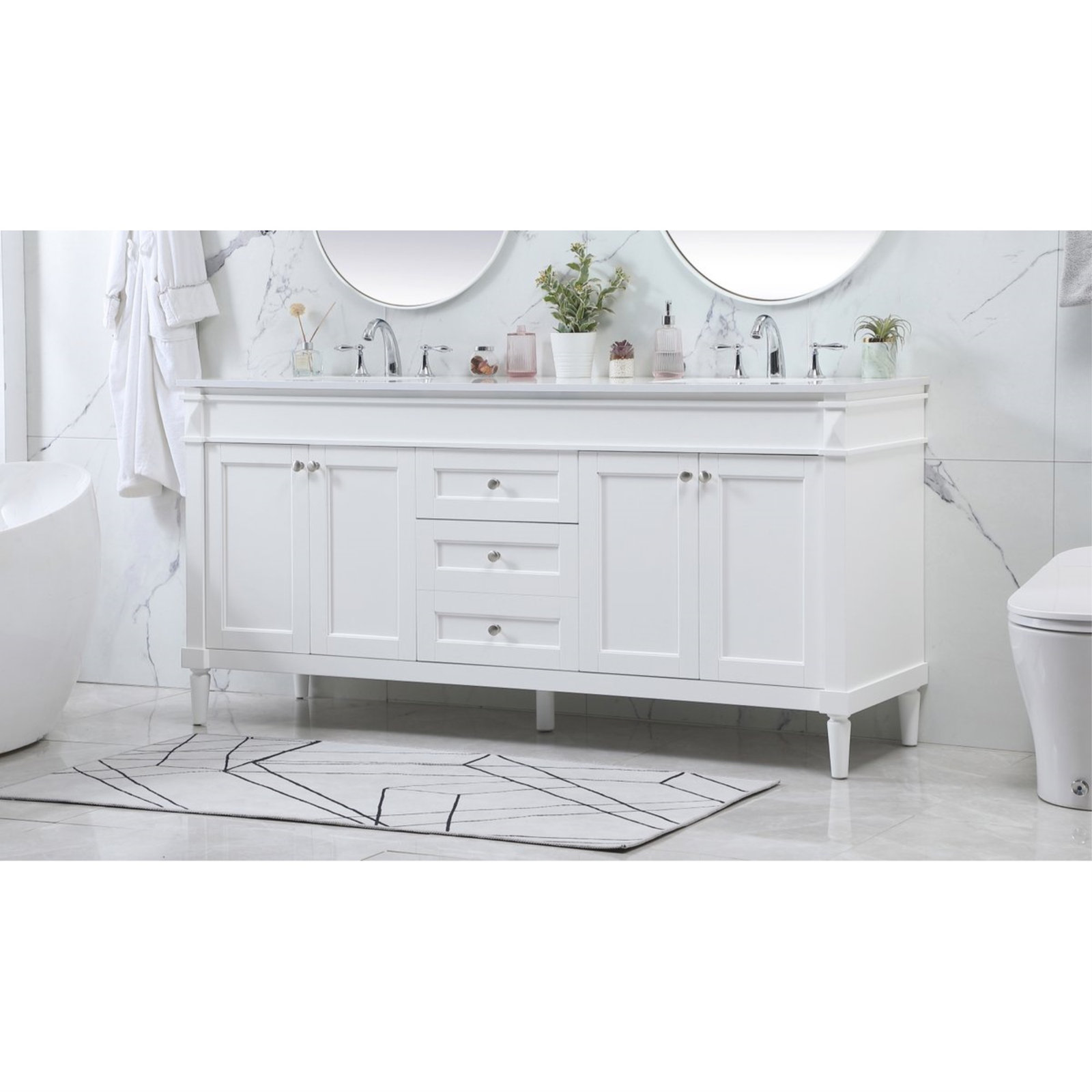 Readington 72'' Double Bathroom Vanity, White
