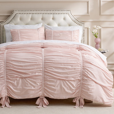 Ensemble d'édredon rose pour lit