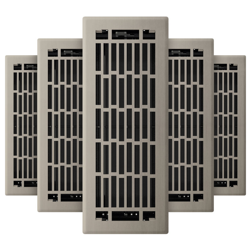 Registre de plancher Geneva, Nickel brossé, L 12 po x l 4 po x H 1,31 po