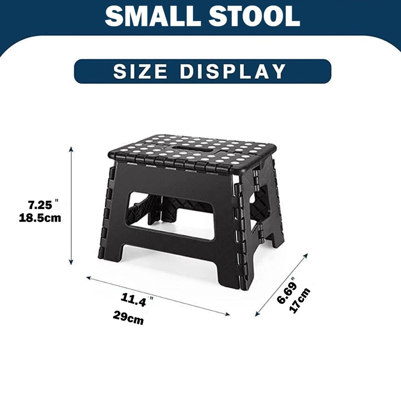 Small Folding Plastic Step Stool Black