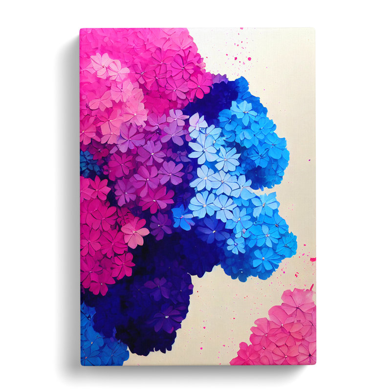 Demonte Hydrangea Flower Splatter Vol.1 - Wrapped Canvas, 60cm H x 40cm W x 3cm D