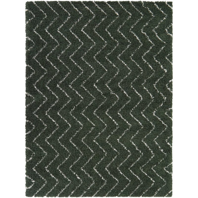 Karr Green Chevron Shag Area Rug