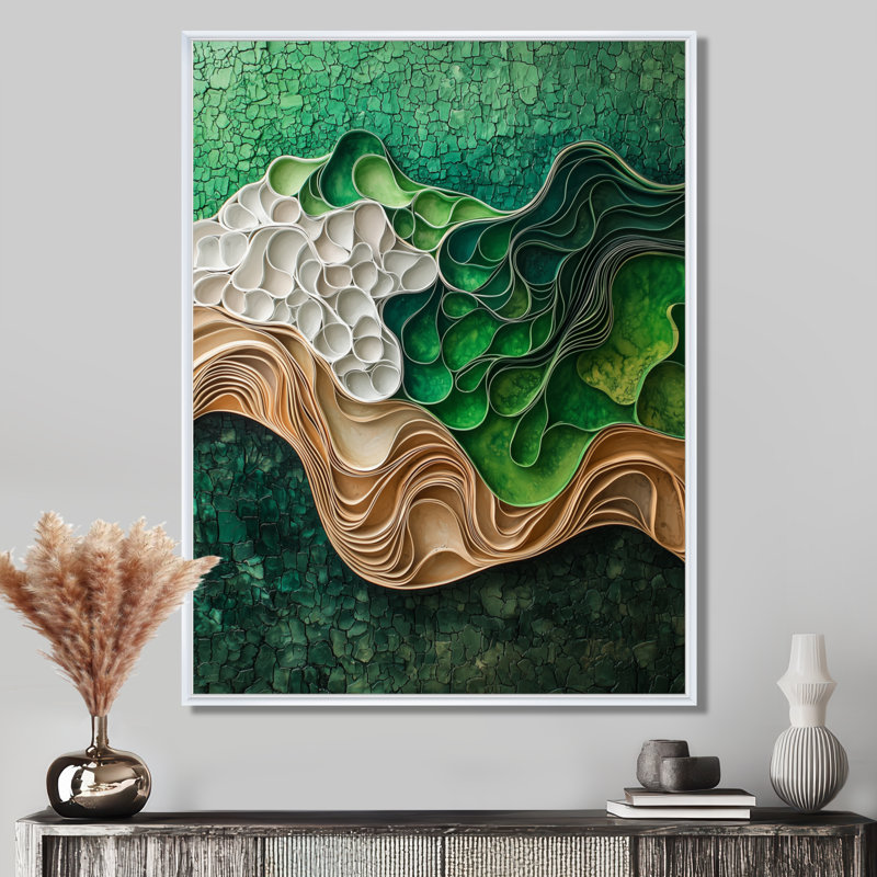 Omolade Biomorphism Earth Ephemeral Pathway VII - Lyrical Abstraction, reproduction d'art sur toile encadrée, Blanc
