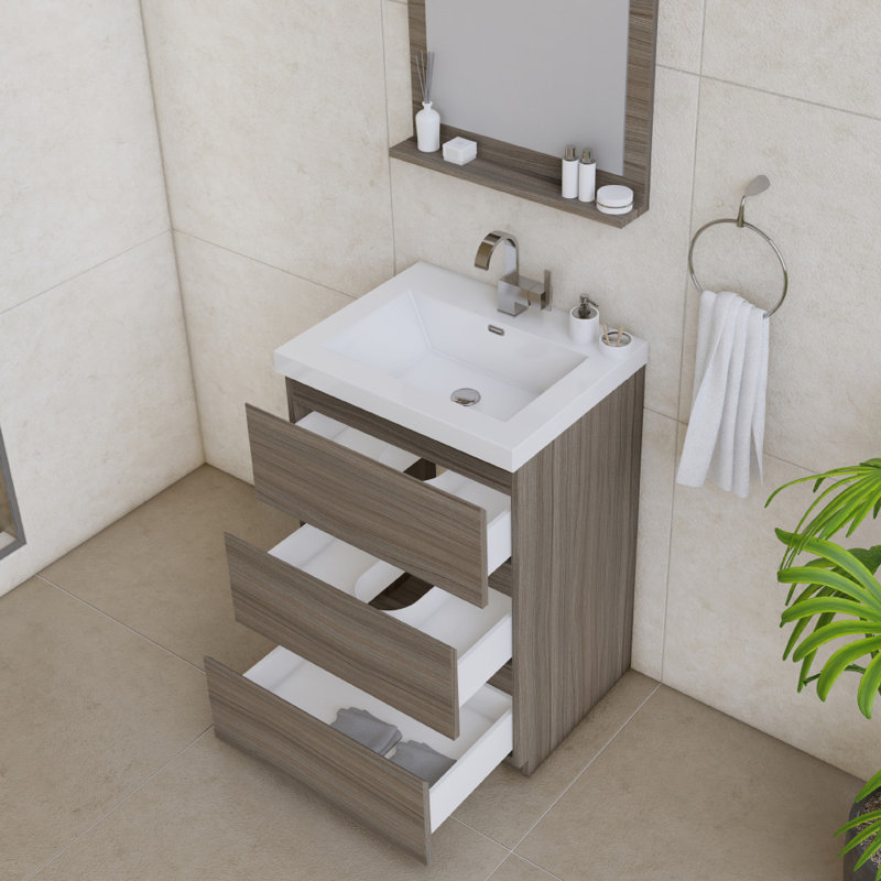Ensemble de meuble-lavabo simple 24 po Arjina, Gris