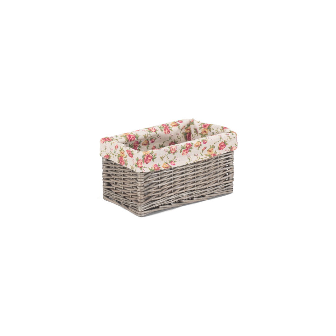 Wicker Storage Basket with Garden Rose Lining