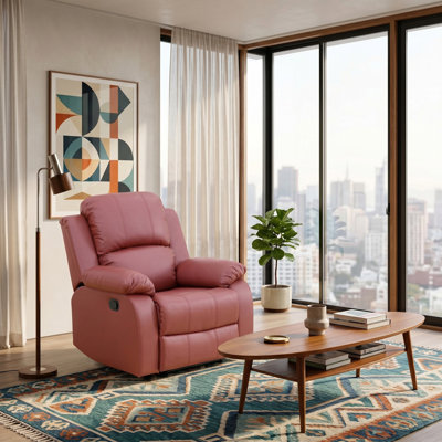 Red Vegan Leather Manual Recling Chair