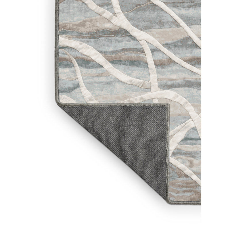 Tapis gris soyeux et moelleux, Rectangulaire 3 pi x 5 pi
