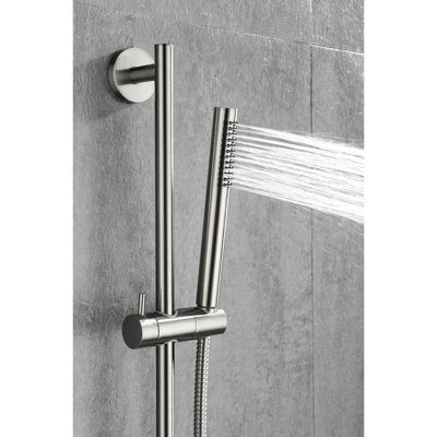 Height Adjustable Handheld Shower With 28 - Inch Slide Bar And 59 Hose, Brushed Nickel Finish Stainless Steel, Functional Spray Modes For Comfortable Showers Changing Functionality, Stainless,