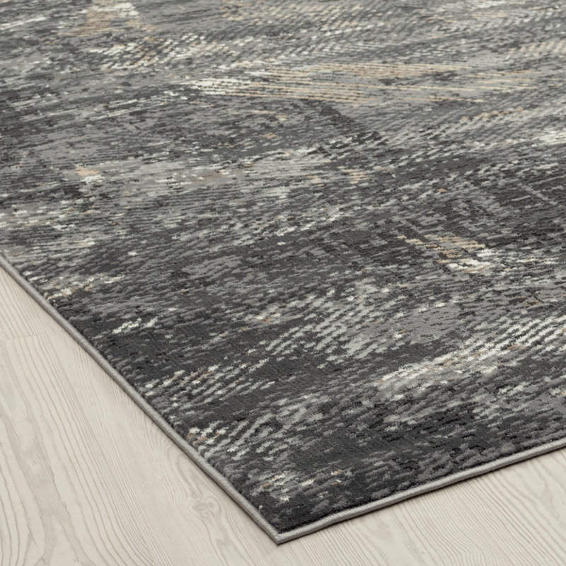 Cansel Area Rug in Gray/Black, Rectangle 8'6" x 11'6"