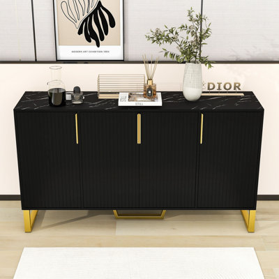 Jorinde Modern Storage Sideboard Buffet Cabinet with Adjustable Shelves and Metal Legs