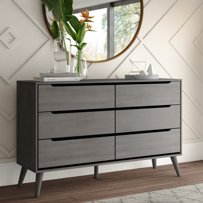 Stalter 58'' W 6 - Drawer Dresser, Grey