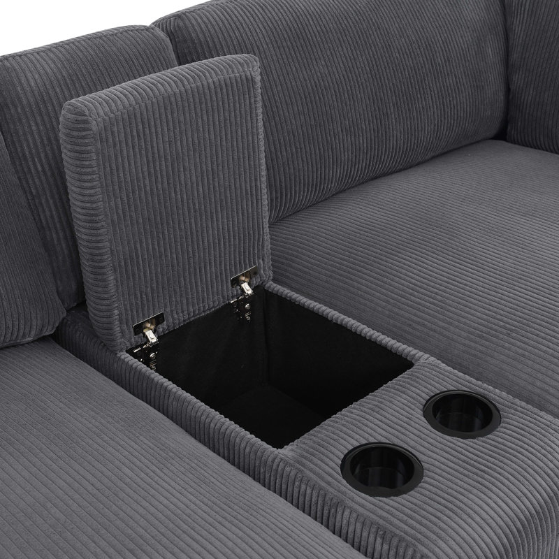 Causeuse en velours côtelé Athelney, Gris foncé