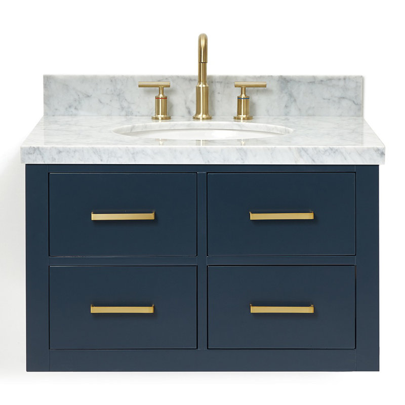 31'' W Single Vanity, Midnight Blue, Satin Brass