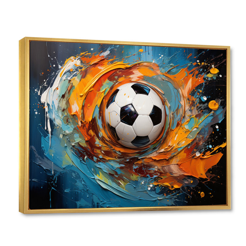Soccer Ball Kaleidoscope I - Sports Canvas Art Print, 24" H x 32" W, Cadre flottant doré
