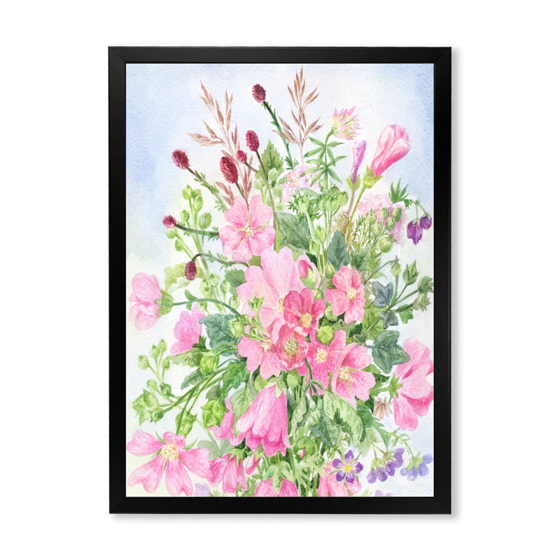 «Blossoming Wild Flowers In The Meadows II», reproduction d'art sur toile traditionnelle, Impression noire sur toile encadrée