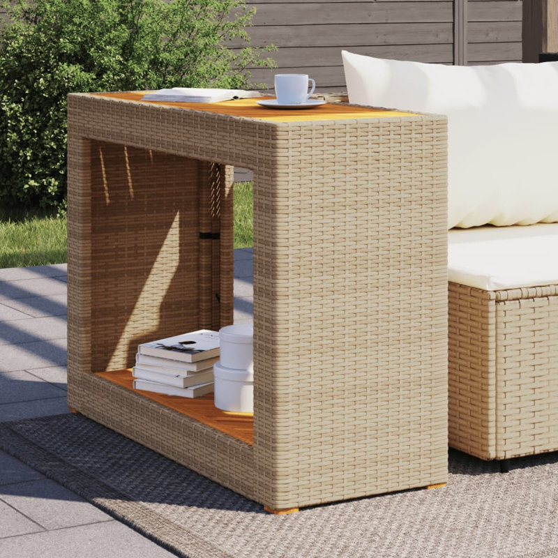 Table d'appoint en bois de rotin 39,4 "x 15,7" x 29,5 "Bungalow Rose, Beige