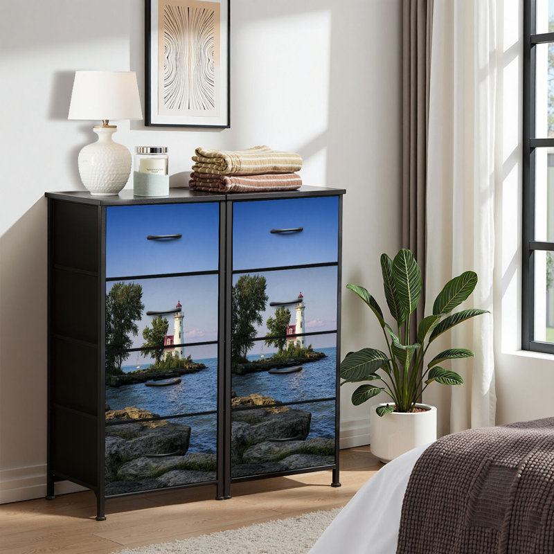 4 Drawer Dresser for Bedroom, Narrow Chest of Drawers, Wooden Top and Study Iron Frame 18"x37.5"-(WxH)